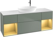 Тумба під раковину Villeroy & Boch Finion 160х50,1 см із підсвічуванням МДФ оливковий матовий лак/скло біле матове F981HFGM