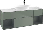 Тумба під раковину Villeroy & Boch Finion 160х50,1 см із підсвічуванням МДФ оливковий матовий лак/скло біле матове F981HGGM