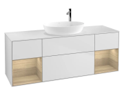 Тумба под раковину Villeroy & Boch Finion 160х50,1 см с подсветкой МДФ белый матовый лак/стекло белое матовое F981PCMT