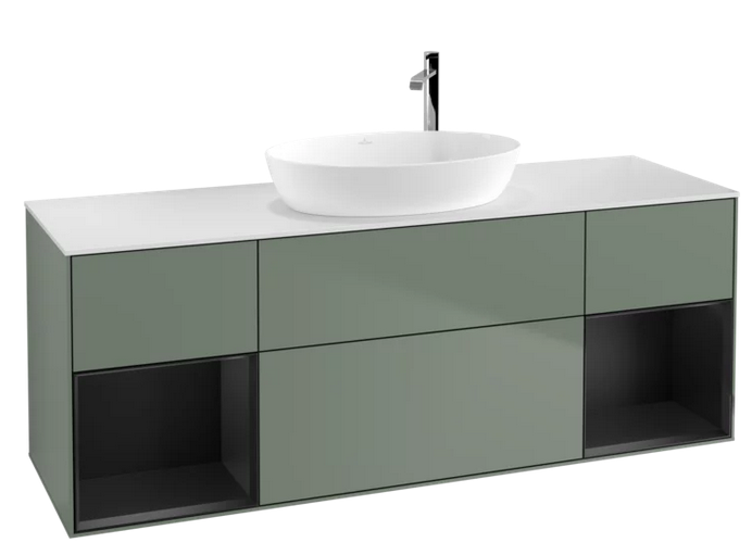 Тумба под раковину Villeroy & Boch Finion 160х50,1 см с подсветкой МДФ оливковый матовый лак/стекло белое матовое F981PDGM