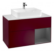 Тумба под раковину Villeroy & Boch Finion 100х50,1 см с подсветкой МДФ пион матовый лак/антрацитовый матовый/стекло белое матовое G121GKHB