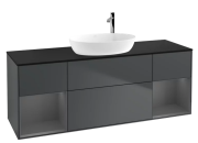 Тумба под раковину Villeroy & Boch Finion 160х50,1 см с подсветкой МДФ темно-синий матовый лак/стекло черное матовое F982GKHG