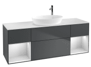 Тумба под раковину Villeroy & Boch Finion 160х50,1 см с подсветкой МДФ темно-синий матовый лак/стекло белое матовое F981MTHG