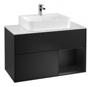 Тумба под раковину Villeroy & Boch Finion 100х50,1 см с подсветкой МДФ черный матовый лак/черный матовый лак/стекло белое матовое G121PDPD