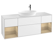 Тумба під раковину Villeroy & Boch Finion 160х50,1 см з підсвіткою МДФ білий глянцевий лак/скло біле матове F981PCGF