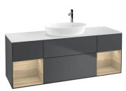 Тумба под раковину Villeroy & Boch Finion 160х50,1 см с подсветкой МДФ темно-синий матовый лак/стекло белое матовое F981PCHG