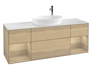 Тумба під раковину Villeroy & Boch Finion 160х50,1 см з підсвічуванням МДФ шпон дуба/скло біле матове F981PCPC