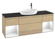 Тумба під раковину Villeroy & Boch Finion 160х50,1 см із підсвічуванням МДФ шпон дуба/скло чорне матове F982GFPC