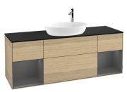 Тумба під раковину Villeroy & Boch Finion 160х50,1 см із підсвічуванням МДФ шпон дуба/скло чорне матове F982GKPC