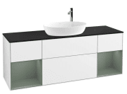 Тумба під раковину Villeroy & Boch Finion 160х50,1 см з підсвічуванням МДФ білий глянцевий лак/скло чорне матове F982GMGF