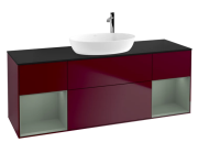 Тумба під раковину Villeroy & Boch Finion 160х50,1 см з підсвічуванням МДФ півонія матовий лак/скло чорне матове F982GMHB