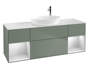 Тумба під раковину Villeroy & Boch Finion 160х50,1 см із підсвічуванням МДФ оливковий матовий лак/скло біле матове F981MTGM