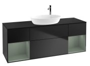 Тумба под раковину Villeroy & Boch Finion 160х50,1 см с подсветкой МДФ черный матовый лак/стекло черное матовое F982GMPD
