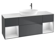 Тумба под раковину Villeroy & Boch Finion 160х50,1 см с подсветкой МДФ темно-синий матовый лак/стекло белое матовое F981MTHG