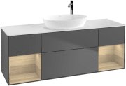 Тумба под раковину Villeroy & Boch Finion 160х50,1 см с подсветкой МДФ антрацит матовый лак/стекло белое матовое F981PCGK
