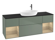 Тумба под раковину Villeroy & Boch Finion 160х50,1 см с подсветкой МДФ оливковый матовый лак/стекло черное матовое F982PCGM