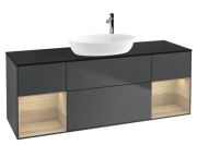 Тумба под раковину Villeroy & Boch Finion 160х50,1 см с подсветкой МДФ темно-синий матовый лак/стекло черное матовое F982PCHG