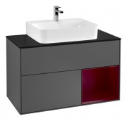 Тумба под раковину Villeroy & Boch Finion 100х50,1 см с подсветкой МДФ антрацитовый матовый лак/пион матовый лак/стекло черное матовое G122HBGK