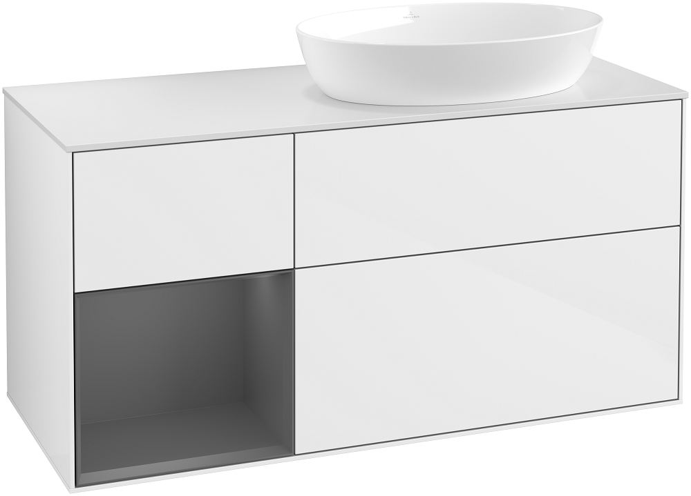 Тумба под раковину Villeroy & Boch Finion 120х50,1 см с подсветкой МДФ глянцевый белый лак/стекло белое матовое GA41GKGF