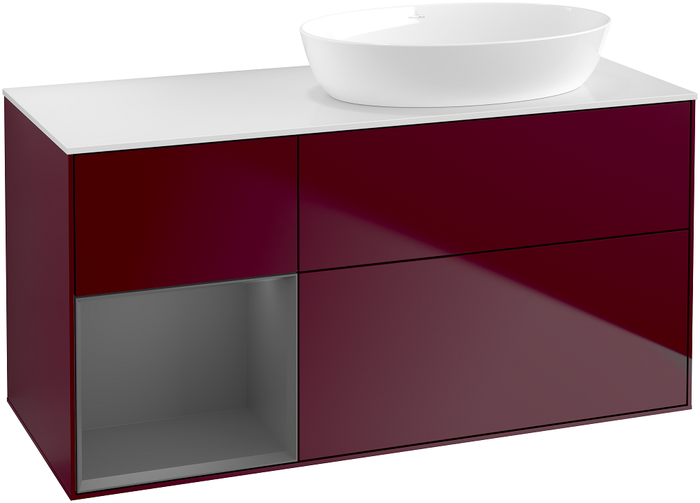 Тумба под раковину Villeroy & Boch Finion 120х50,1 см с подсветкой МДФ пион матовый лак/стекло белое матовое GA41GKHB