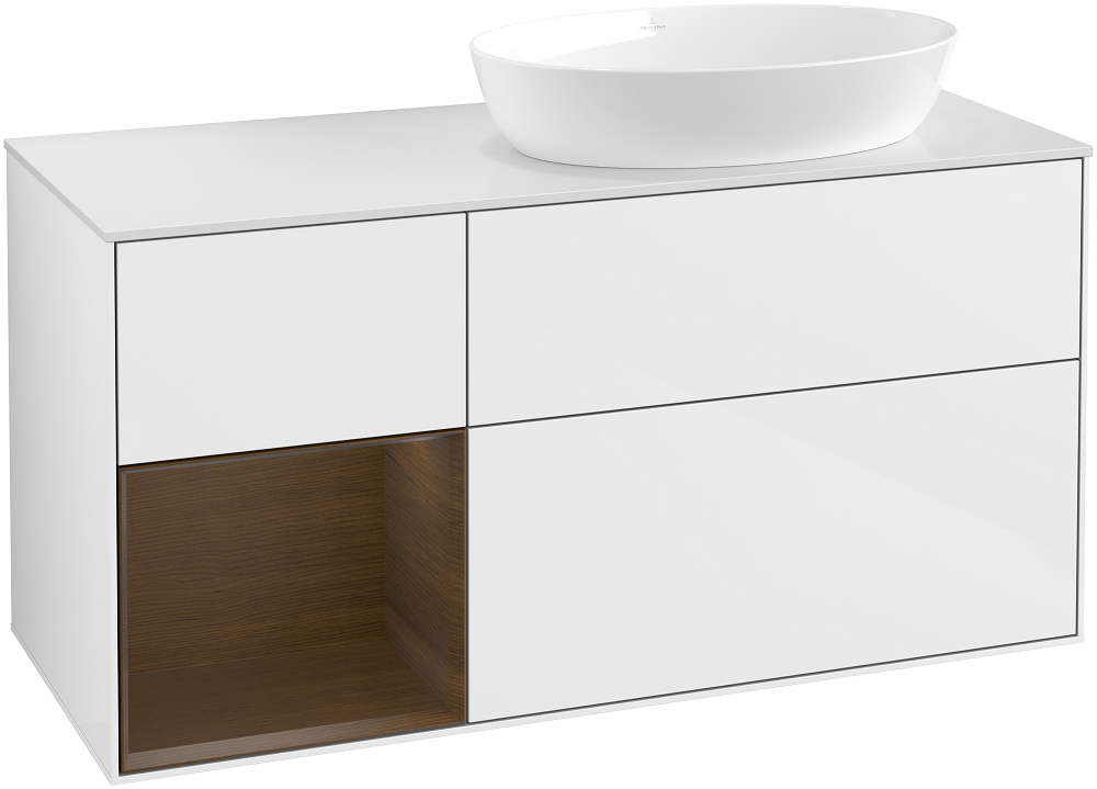 Тумба под раковину Villeroy & Boch Finion 120х50,1 см с подсветкой МДФ глянцевый белый лак/стекло белое матовое GA41GNGF