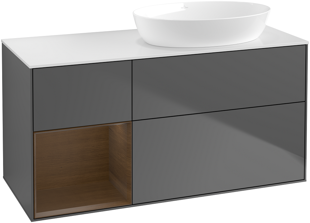 Тумба под раковину Villeroy & Boch Finion 120х50,1 см с подсветкой МДФ антрацит матовый лак/стекло белое матовое GA41GNGK