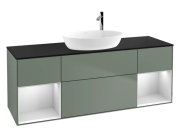 Тумба под раковину Villeroy & Boch Finion 160х50,1 см с подсветкой МДФ оливковый матовый лак/стекло черное матовое F982MTGM