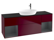 Тумба под раковину Villeroy & Boch Finion 160х50,1 см с подсветкой МДФ пион матовый лак/стекло черное матовое F982HGHB