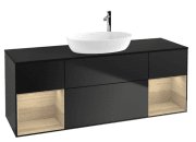 Тумба під раковину Villeroy & Boch Finion 160х50,1 см із підсвічуванням МДФ чорний матовий лак/скло чорне матове F982PCPD