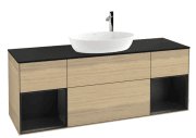 Тумба під раковину Villeroy & Boch Finion 160х50,1 см із підсвічуванням МДФ шпон дуба/скло чорне матове F982PDPC