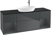 Тумба під раковину Villeroy & Boch Finion 160х50,1 см із підсвічуванням МДФ темно-синій матовий лак/скло чорне матове F982HGHG