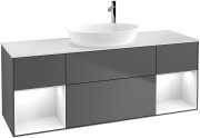 Тумба под раковину Villeroy & Boch Finion 160х50,1 см с подсветкой МДФ антрацит матовый лак/стекло белое матовое G981GFGK