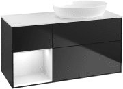 Тумба під раковину Villeroy & Boch Finion 120х50,1 см із підсвічуванням МДФ чорний матовий лак/скло біле матове GA41GFPD