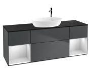 Тумба під раковину Villeroy & Boch Finion 160х50,1 см із підсвічуванням МДФ темно-синій матовий лак/скло чорне матове F982MTHG