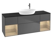 Тумба під раковину Villeroy & Boch Finion 160х50,1 см із підсвічуванням МДФ антрацит матовий лак/скло чорне матове F982PCGK