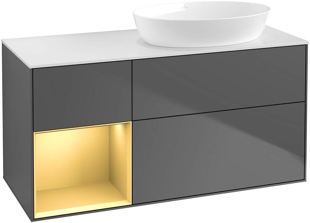Тумба под раковину Villeroy & Boch Finion 120х50,1 см с подсветкой МДФ антрацит матовый лак/стекло белое матовое GA41HFGK