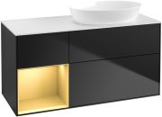 Тумба под раковину Villeroy & Boch Finion 120х50,1 см с подсветкой МДФ черный матовый лак/стекло белое матовое GA41HFPD