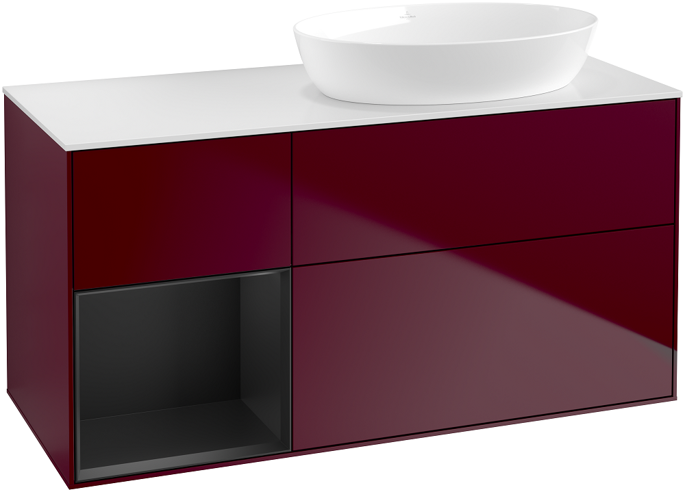 Тумба под раковину Villeroy & Boch Finion 120х50,1 см с подсветкой МДФ пион матовый лак/стекло белое матовое GA41PDHB