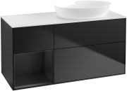 Тумба под раковину Villeroy & Boch Finion 120х50,1 см с подсветкой МДФ черный матовый лак/стекло белое матовое GA41PDPD