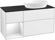 Тумба под раковину Villeroy & Boch Finion 120х50,1 см с подсветкой МДФ глянцевый белый лак/стекло черное матовое GA42GFGF