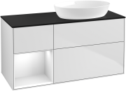 Тумба під раковину Villeroy & Boch Finion 120х50,1 см із підсвічуванням МДФ білий матовий лак/скло чорне матове GA42GFMT