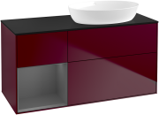 Тумба под раковину Villeroy & Boch Finion 120х50,1 см с подсветкой МДФ пион матовый лак/стекло черное матовое GA42GKHB