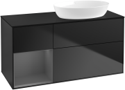 Тумба под раковину Villeroy & Boch Finion 120х50,1 см с подсветкой МДФ черный матовый лак/стекло черное матовое GA42GKPD