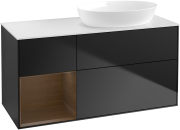 Тумба под раковину Villeroy & Boch Finion 120х50,1 см с подсветкой МДФ черный матовый лак/стекло белое матовое GA41GNPD