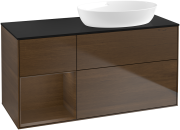 Тумба под раковину Villeroy & Boch Finion 120х50,1 см с подсветкой МДФ шпон грецкого ореха/стекло черное матовое GA42GNGN