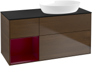 Тумба под раковину Villeroy & Boch Finion 120х50,1 см с подсветкой МДФ шпон грецкого ореха/стекло черное матовое GA42HBGN