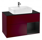 Тумба під раковину Villeroy & Boch Finion 100х50,1 см з підсвічуванням МДФ півонія матовий лак/чорний матовий лак/скло чорне матове G122PDHB