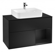 Тумба под раковину Villeroy & Boch Finion 100х50,1 см с подсветкой МДФ черный матовый лак/черный матовый лак/стекло черное матовое G122PDPD