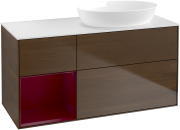 Тумба под раковину Villeroy & Boch Finion 120х50,1 см с подсветкой МДФ шпон грецкого ореха/стекло белое матовое GA41HBGN