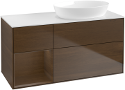 Тумба под раковину Villeroy & Boch Finion 120х50,1 см с подсветкой МДФ шпон грецкого ореха/стекло белое матовое GA41GNGN